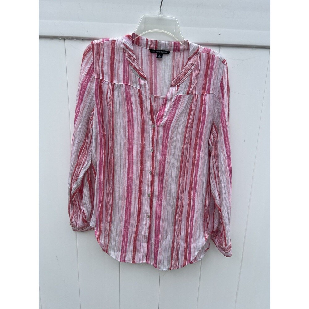 Zac & Rachel Petite Women's Pink Lightweight Blouse Size PL Striped Tunic